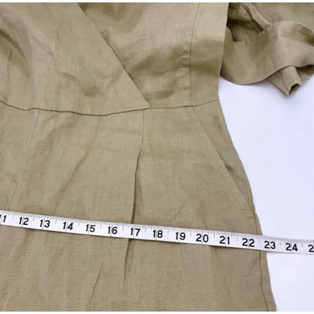 EVERLANE The Wrap Jumpsuit in Linen Trench Coat Khaki Size 6 / NWT